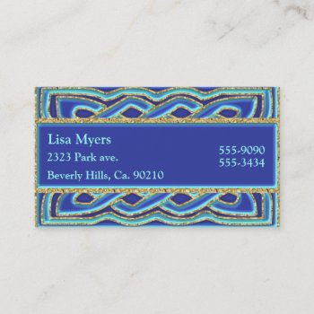 Blue Hues & Ornate Metallic Gold Business Card by StarStruckDezigns at Zazzle