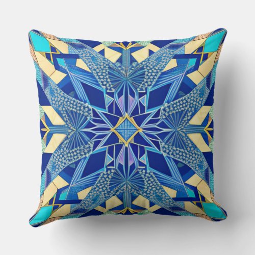 Blue Hues Unveiled Patterned Illusions in Mesmer Throw Pillow