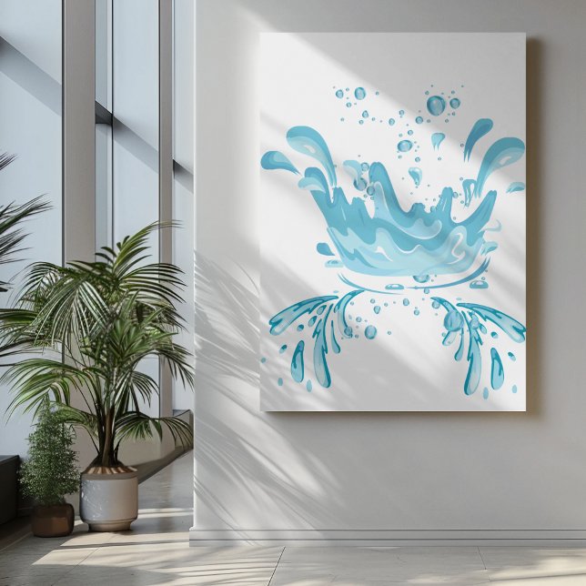 Blue hues water splashes and water drops  canvas print (Creator Uploaded)