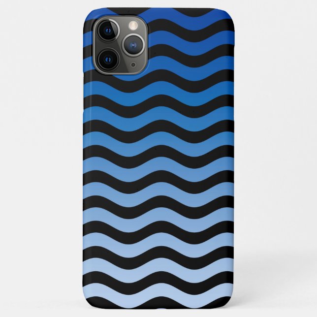 Blue Hues Wavy Stripes Case-Mate iPhone Case (Back)