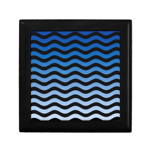 Blue Hues Wavy Stripes Decor Gift Box (Front)