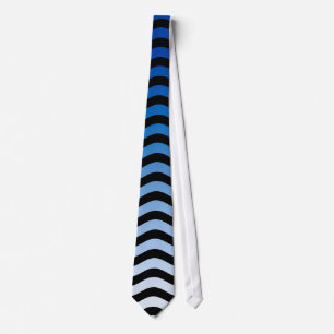 Blue Hues Wavy Stripes Decor Neck Tie