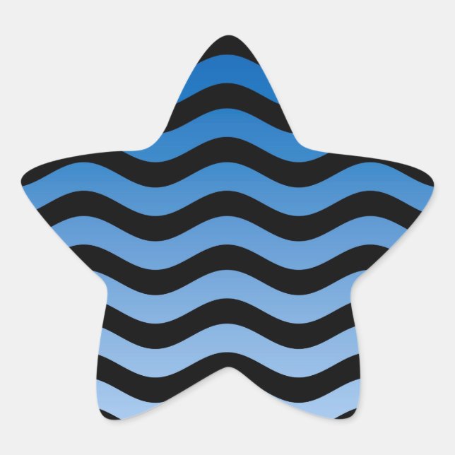 Blue Hues Wavy Stripes Decor Star Sticker (Front)