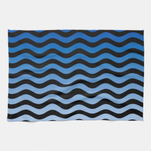 Blue Hues Wavy Stripes Decor Towel