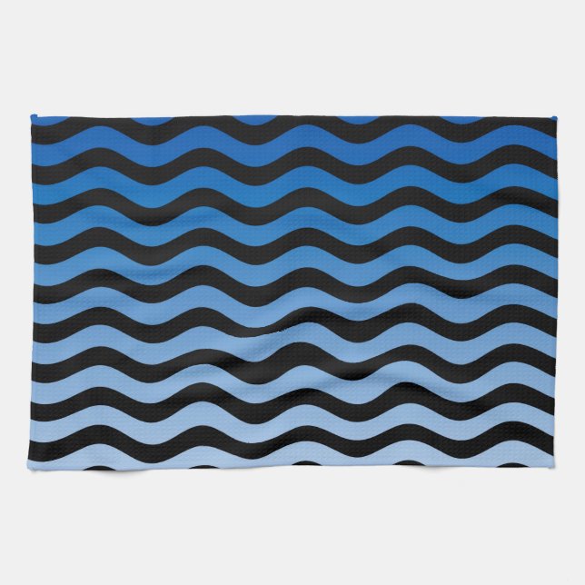 Blue Hues Wavy Stripes Decor Towel (Horizontal)