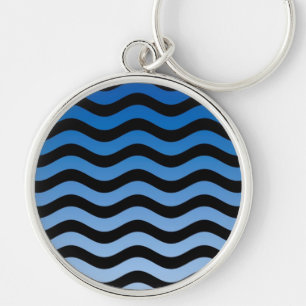 Blue Hues Wavy Stripes Keychain