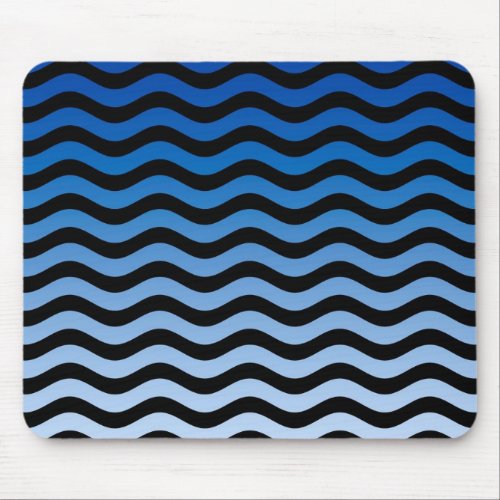 Blue Hues Wavy Stripes Mouse Pad