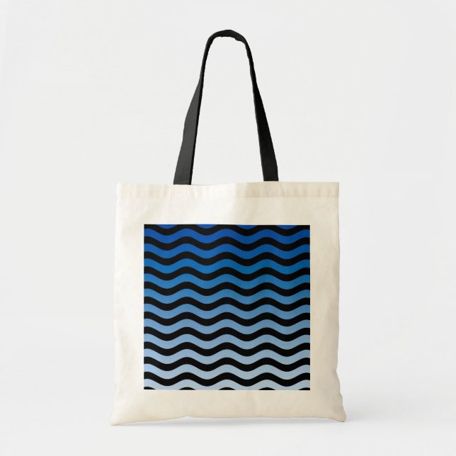 Blue Hues Wavy Stripes Tote Bag (Front)