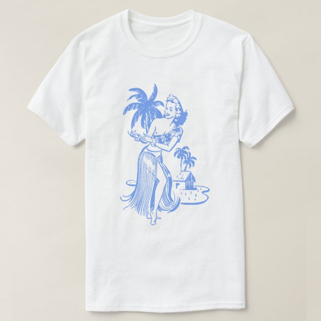 Blue Hula Girl T-Shirt (Design Front)