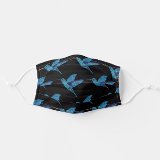 Blue Hummingbird Adult Cloth Face Mask