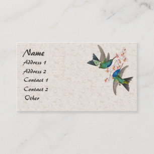Blue Hummingbird Birds Flowers Business Card