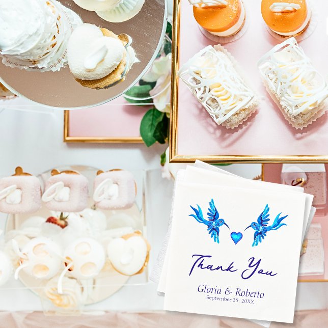 Blue Hummingbird Boho Mexican Wedding Paper Napkin (Creator Uploaded)