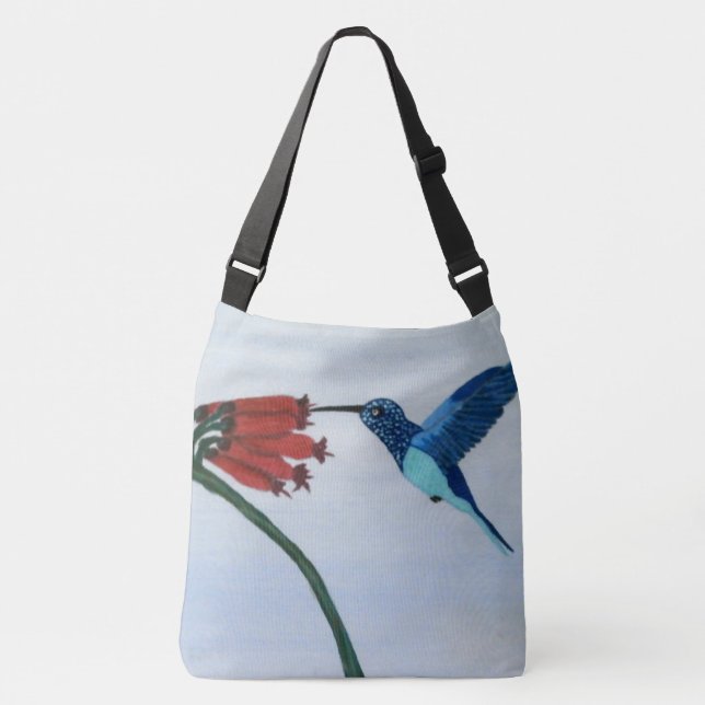 Blue Hummingbird Crossbody Bag (Front)
