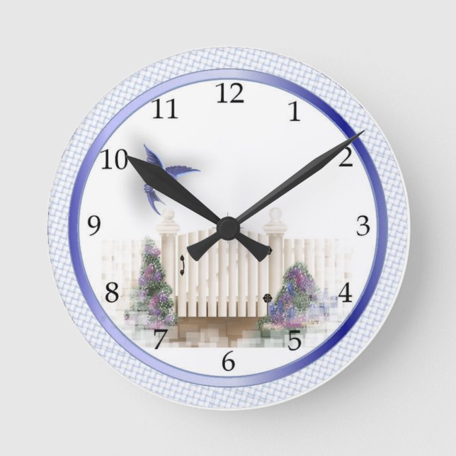 Blue Hummingbird design Wall Clock (Front)