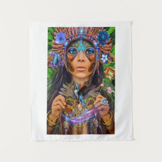 Blue Hummingbird Moth Queen Tapestry