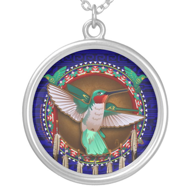Blue Hummingbird Native American necklace (Front)
