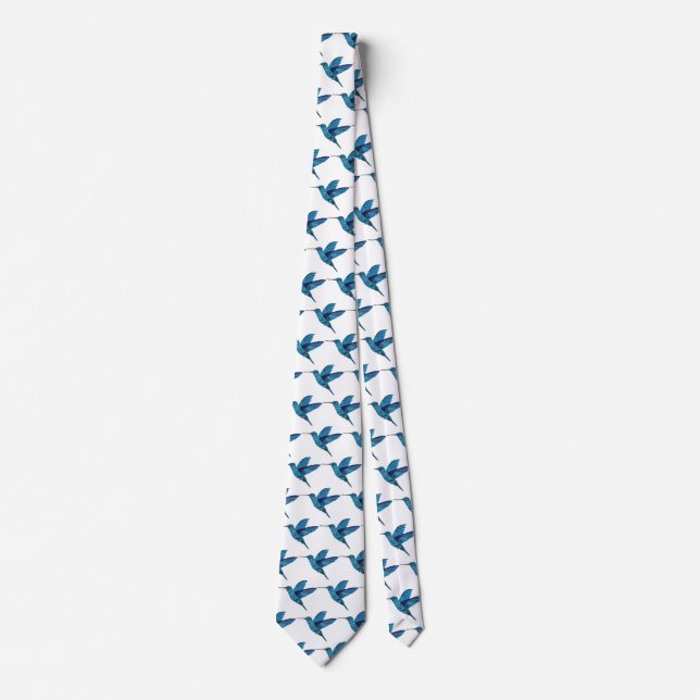 Blue Hummingbird Neck Tie (Front)