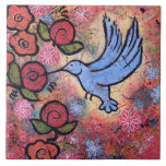 Blue Hummingbird Tile<br><div class="desc">This lovely blue hummingbird makes the perfect garden tile. Vivid colors and fun imagery,  make this the perfect gift for your garden loving friend. Enjoy! Artwork made from original paintings by Lindy Gaskill.</div>
