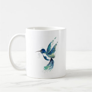 Blue Hummingbird Watercolor Coffee Mug