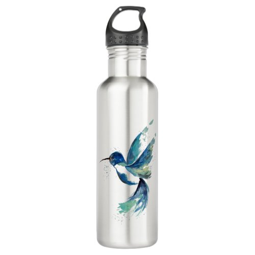 Blue Hummingbird Watercolor Stainless Steel Water Bottle