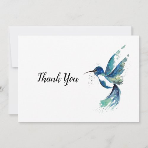 Blue Hummingbird Watercolor Thank You Card