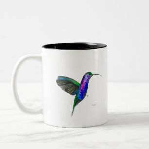 Blue hummingbird watercolor Two-Tone coffee mug