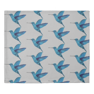 Blue Hummingbirds Duvet Cover