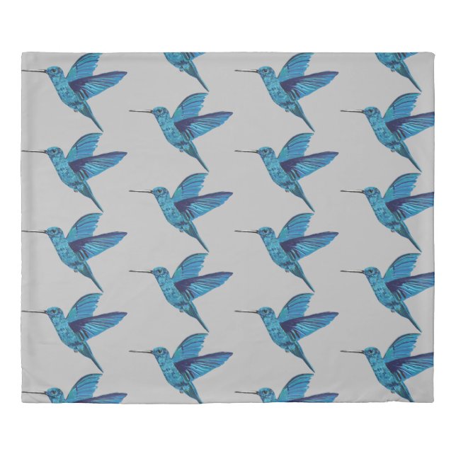 Blue Hummingbirds  Duvet Cover (Front)