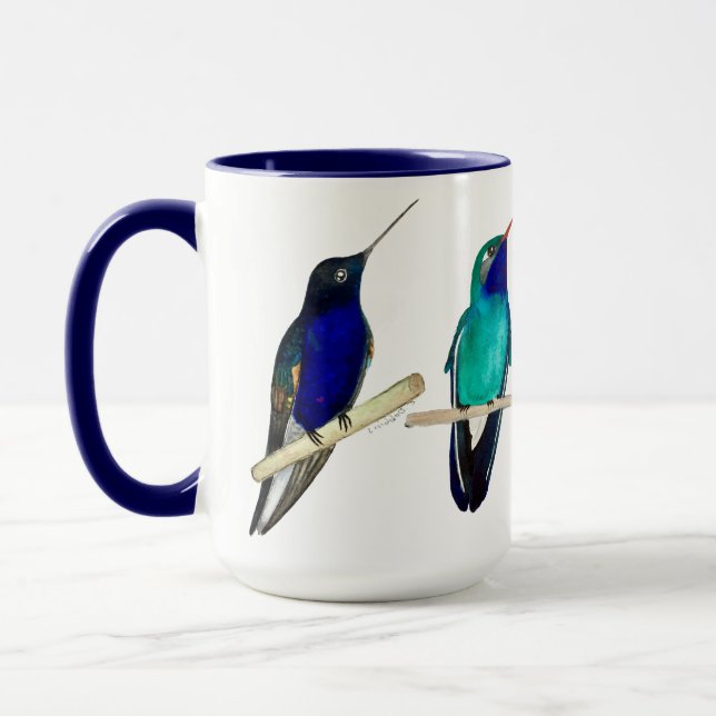 Blue Hummingbirds Mug (Left)
