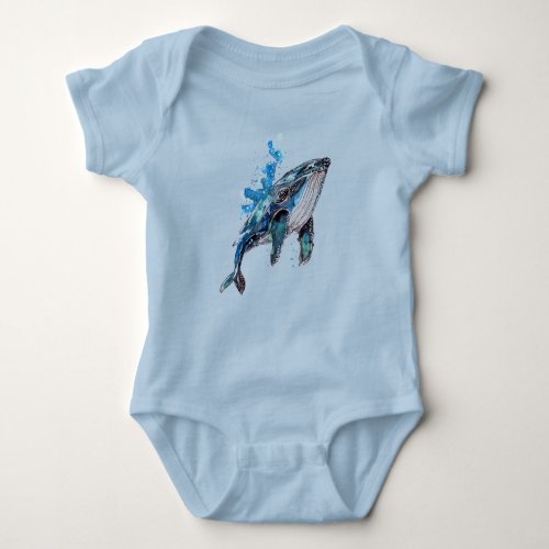 Blue Humpback Whale Baby Bodysuit