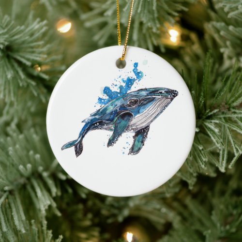 Blue Humpback Whale Ceramic Ornament