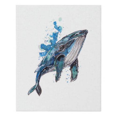 Blue Humpback Whale Faux Canvas Print