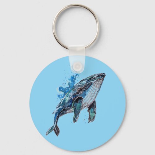 Blue Humpback Whale Keychain