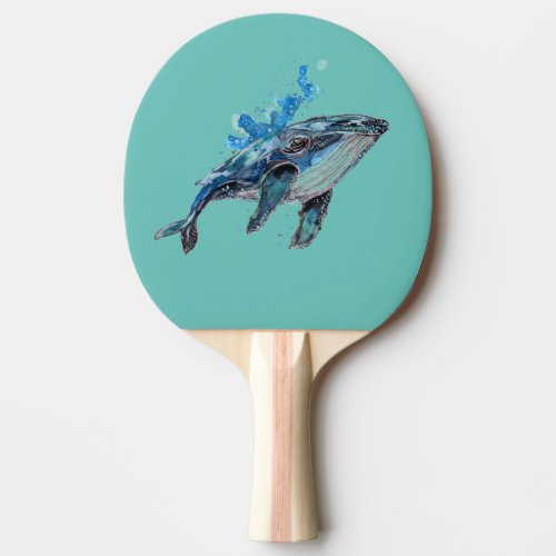 Blue Humpback Whale Ping Pong Paddle