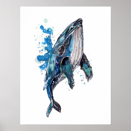 Blue Humpback Whale Poster