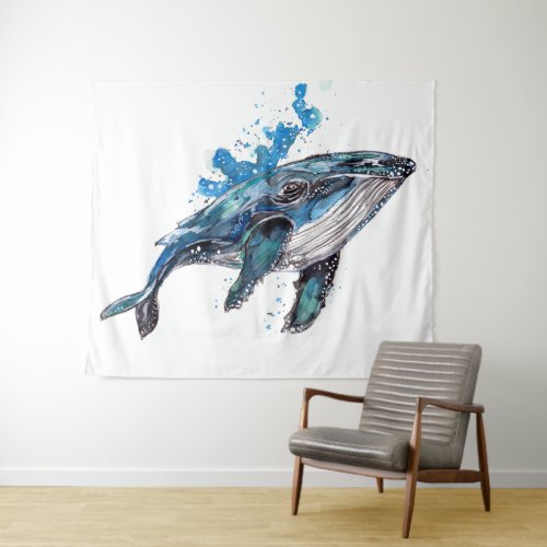 Blue Humpback Whale Tapestry