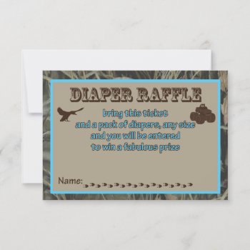 Blue Hunting Camo Baby Shower Diaper Raffle Card by aaronsgraphics at Zazzle
