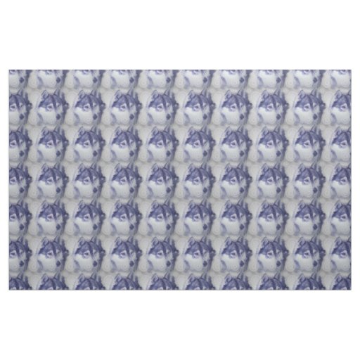 Blue Husky Dogs and Snow Fabric