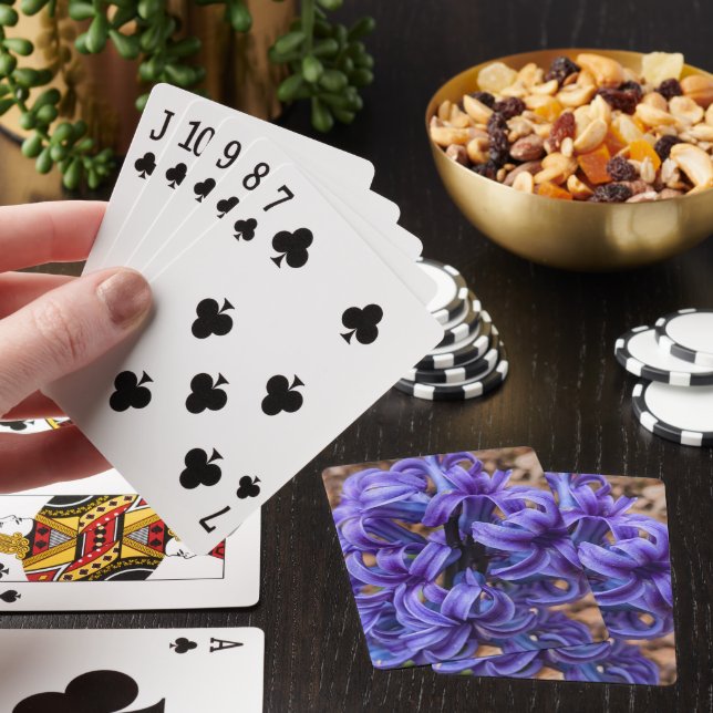 Blue Hyacinth Bloom Floral Poker Cards (In Situ)
