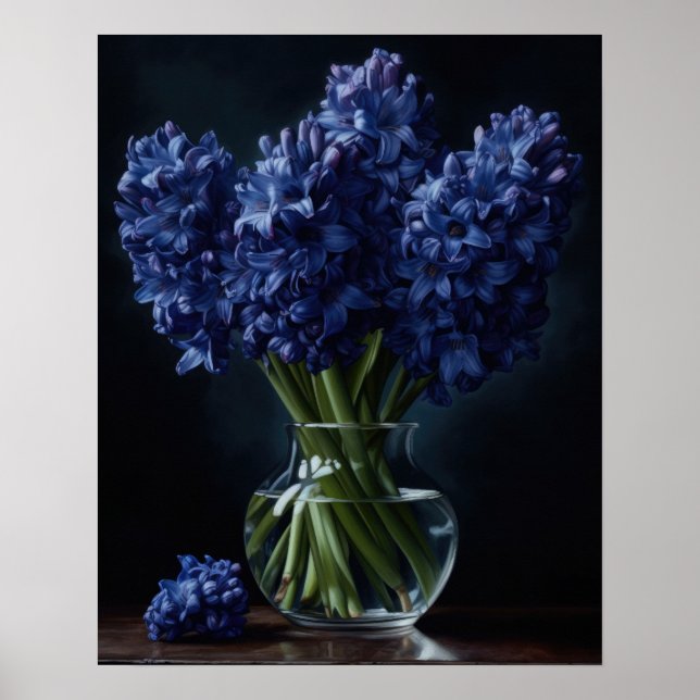 Blue Hyacinth Flowers Art Print Poster (Front)