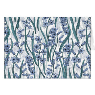 Blue Hyacinth flowers on white Cards