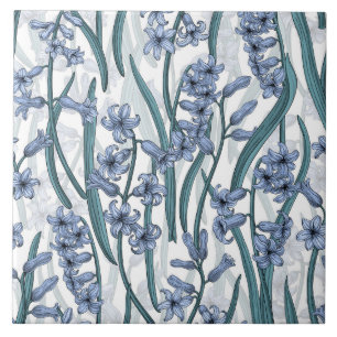 Blue Hyacinth flowers on white Ceramic Tile