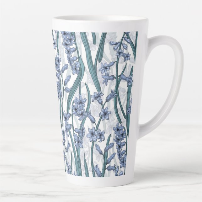 Blue Hyacinth flowers on white Latte Mug (Right)