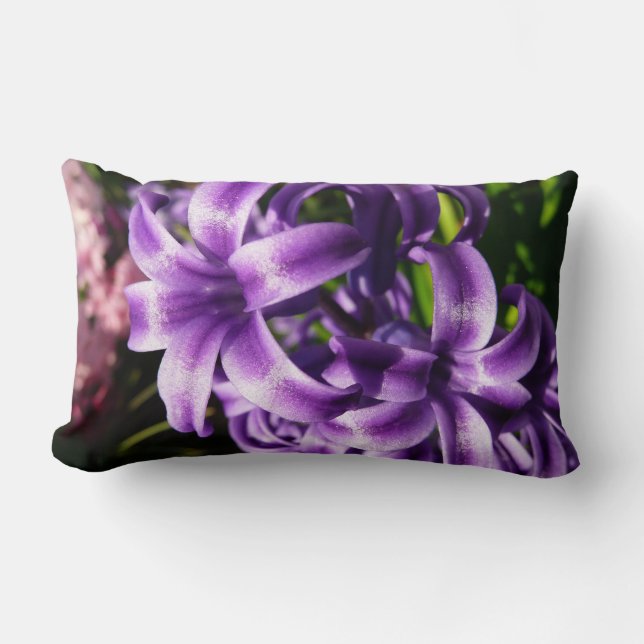 Blue Hyacinth I Spring Floral Lumbar Pillow (Front)