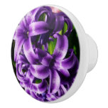 Blue Hyacinth II Spring Floral Ceramic Knob