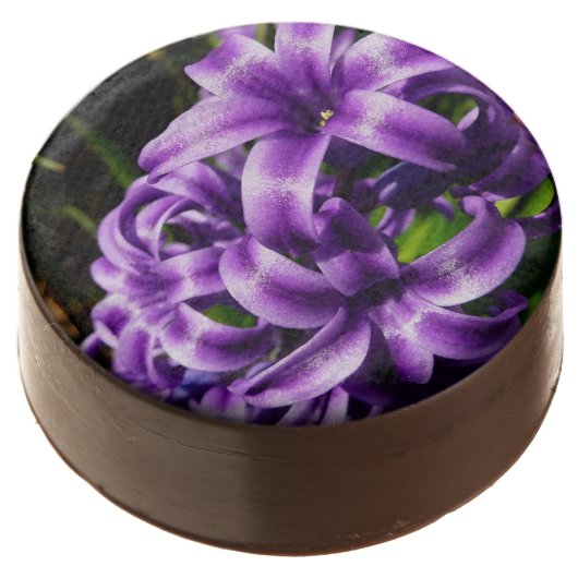 Blue Hyacinth II Spring Floral Chocolate Dipped Oreo (Angled)