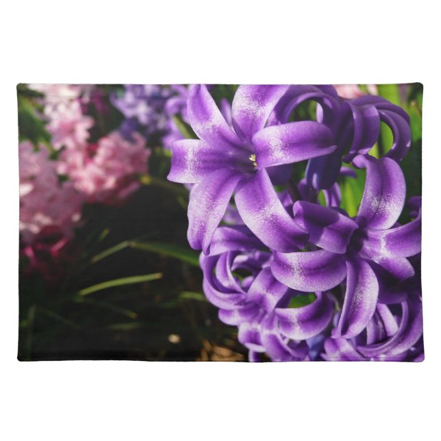 Blue Hyacinth II Spring Floral Cloth Placemat (Front)