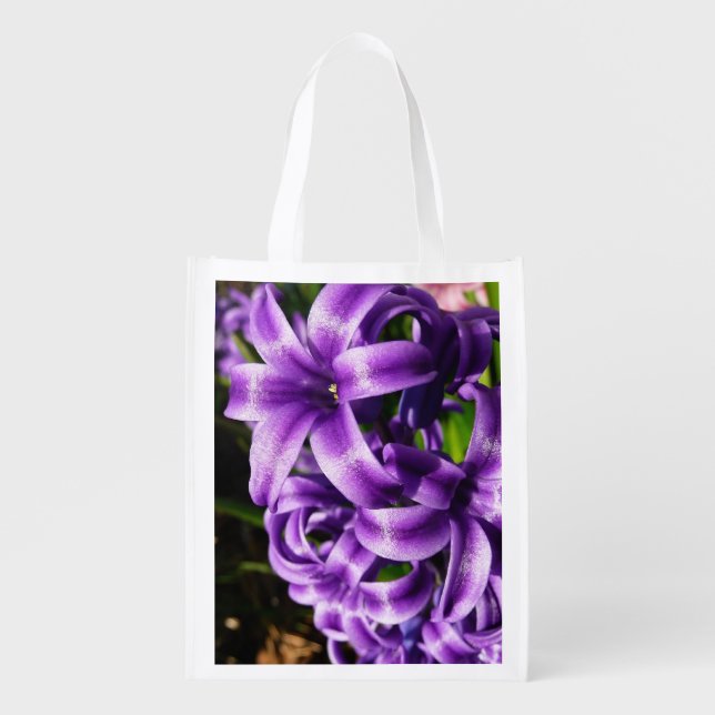 Blue Hyacinth II Spring Floral Grocery Bag (Front)