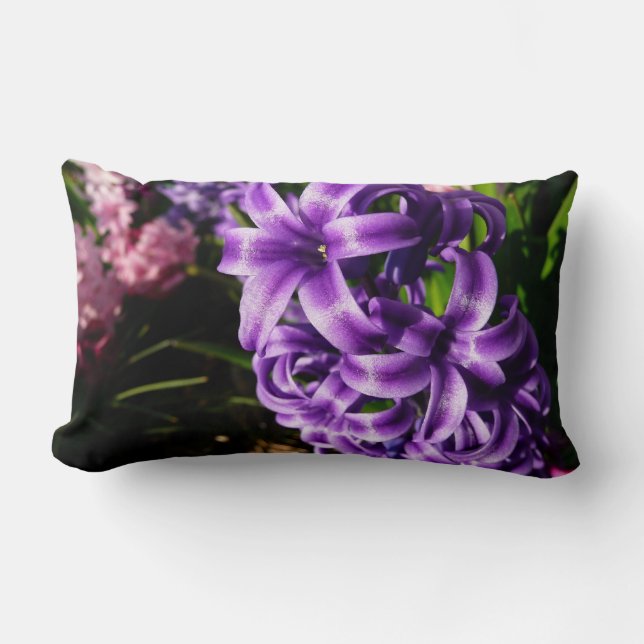 Blue Hyacinth II Spring Floral Lumbar Pillow (Front)