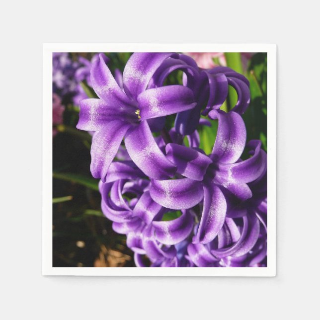 Blue Hyacinth II Spring Floral Paper Napkins (Front)